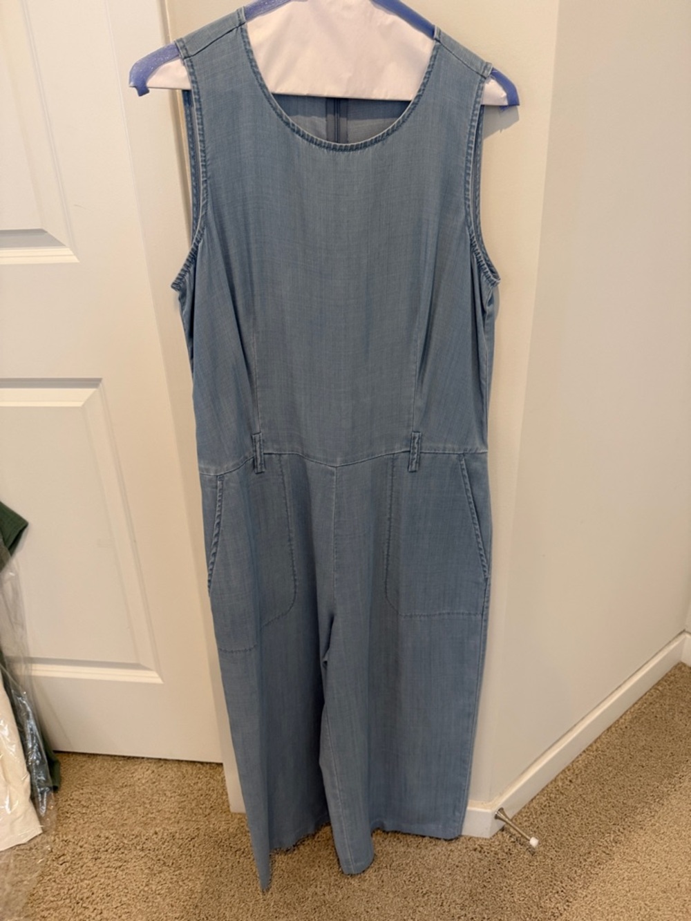 Vince Camuto Light Blue Denim-Style Sleeveless Jumpsuit
